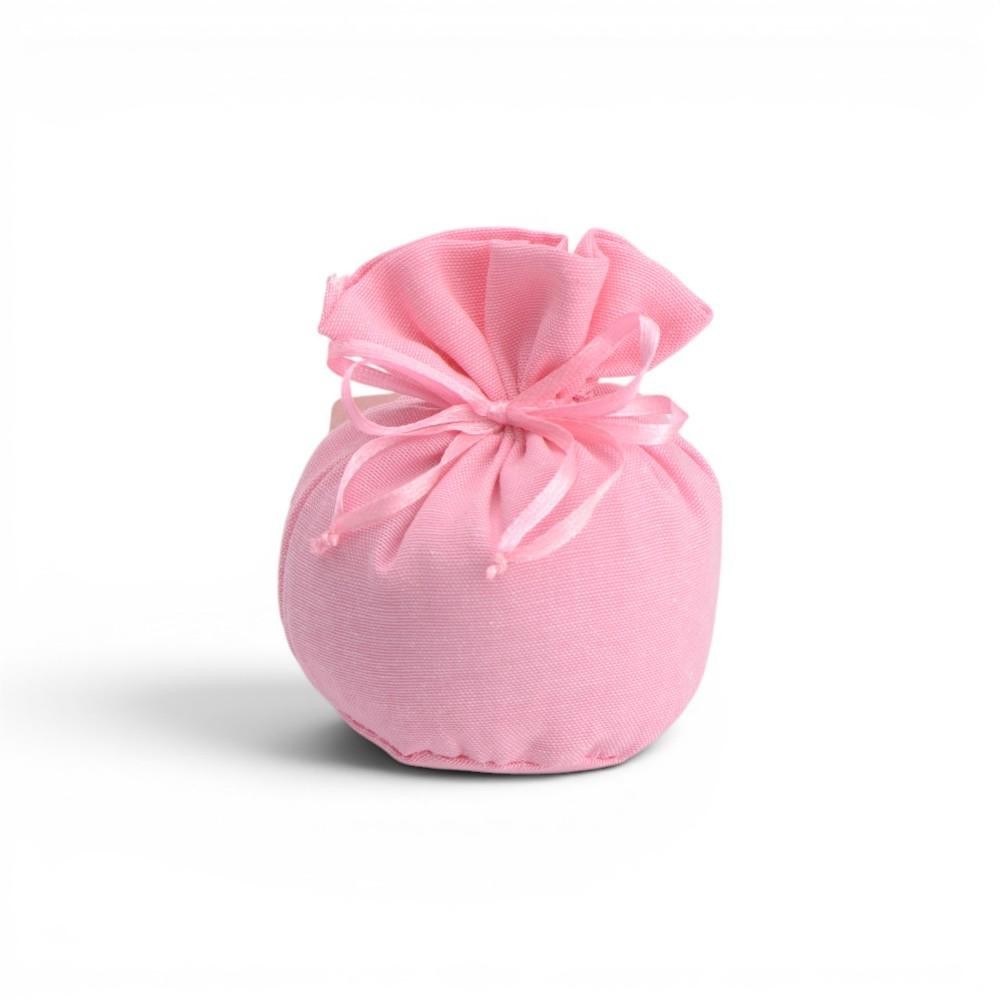 SACCHETTO POM POM COTONE ROSA